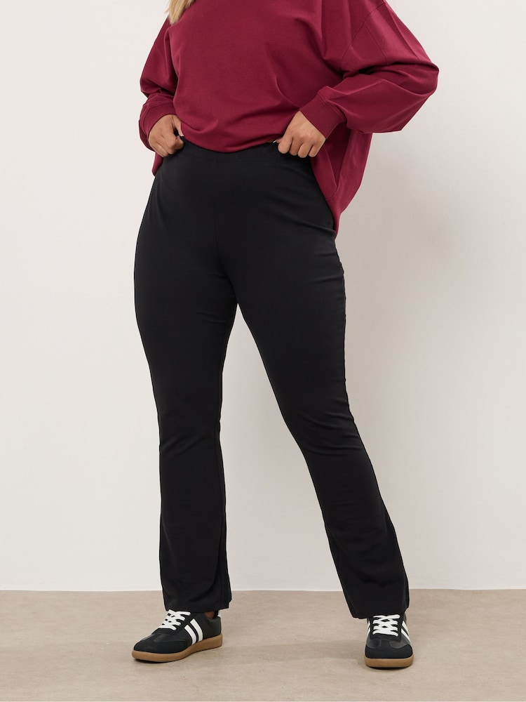 Yours Curve Black Flare Leggings - Image 1 of 5