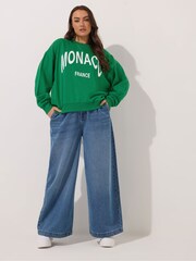 Yours Curve Green Monaco Crew Neck T-Shirt - Image 6 of 6