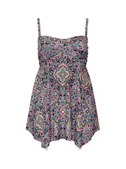 Yours Curve Black Aztec Twist Hanky Hem Tankini - Image 6 of 7
