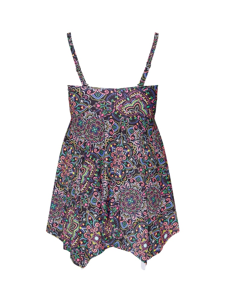 Yours Curve Black Aztec Twist Hanky Hem Tankini - Image 7 of 7