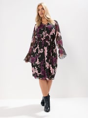 Preto - Yours Curve Tie Neck Midaxi Dress - Imagem 2 de 6