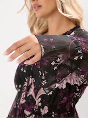 Preto - Yours Curve Tie Neck Midaxi Dress - Imagem 4 de 6