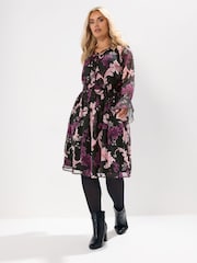 Preto - Yours Curve Tie Neck Midaxi Dress - Imagem 5 de 6