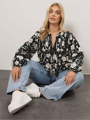 Preto - Yours Curve Trim Bygone Blouse - Imagem 1 de 6