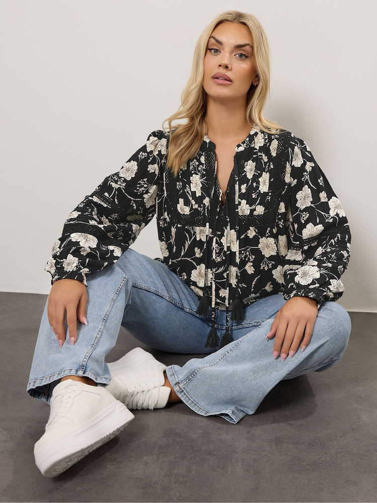 Preto - Yours Curve Trim Bygone Blouse - Imagem 1 de 6