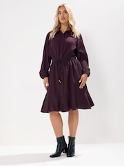 Yours Curve Red Stripe Dobby Shirt Dress - Image 1 of 6