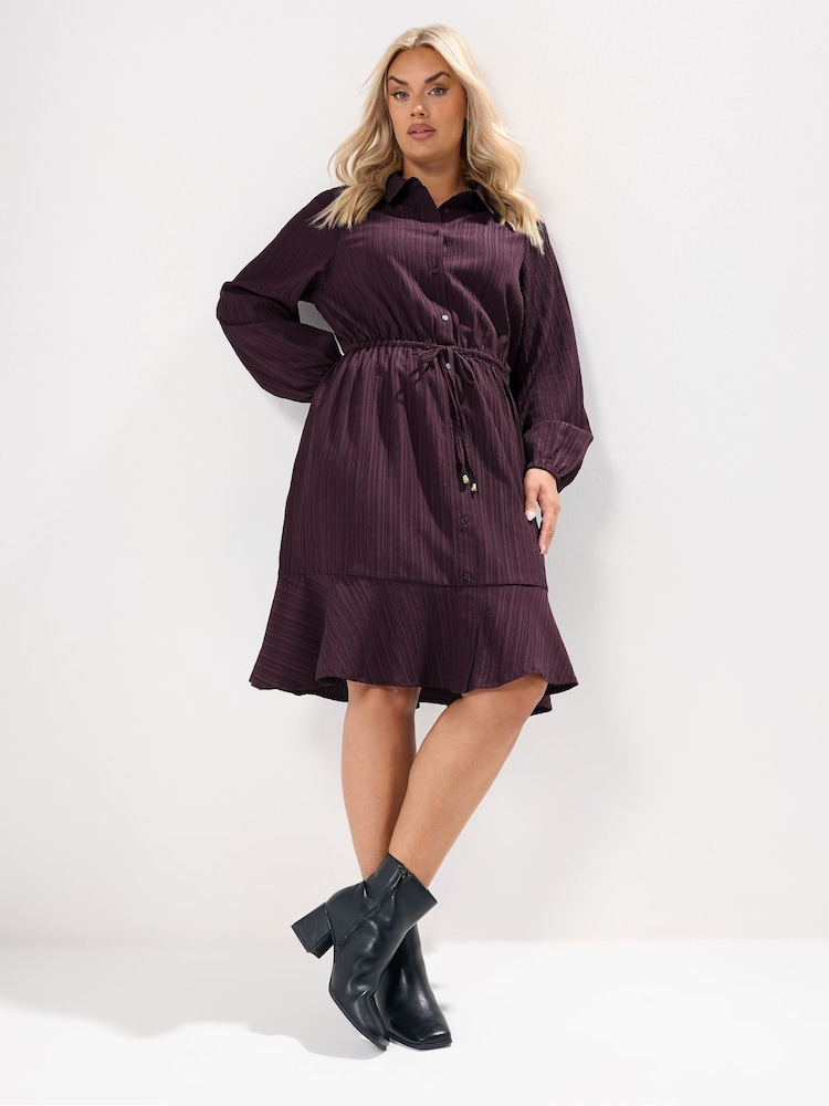 Yours Curve Red Stripe Dobby Shirt Dress - Image 2 of 6