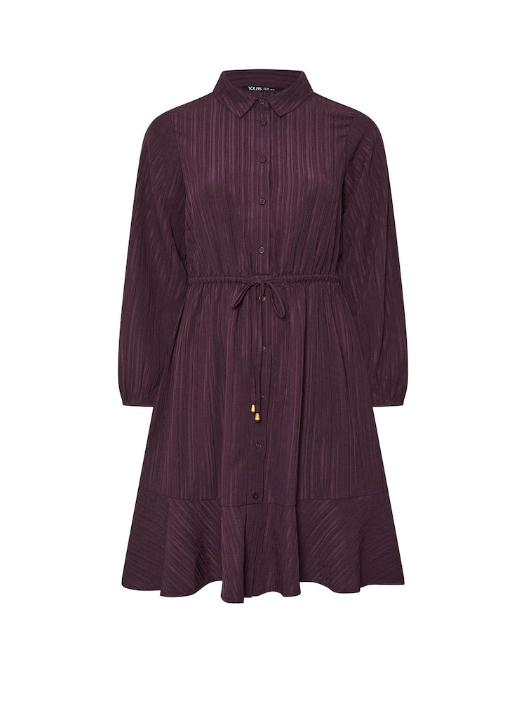 Yours Curve Red Stripe Dobby Shirt Dress - Image 6 of 6 Yours Curve Red Stripe Dobby Shirt Dress - Image 6 of 6