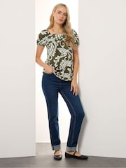 Long Tall Sally Brown Paisley Square Neck Top - Image 2 of 5