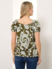 Long Tall Sally Brown Paisley Square Neck Top - Image 3 of 5
