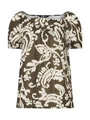 Long Tall Sally Brown Paisley Square Neck Top - Image 4 of 5