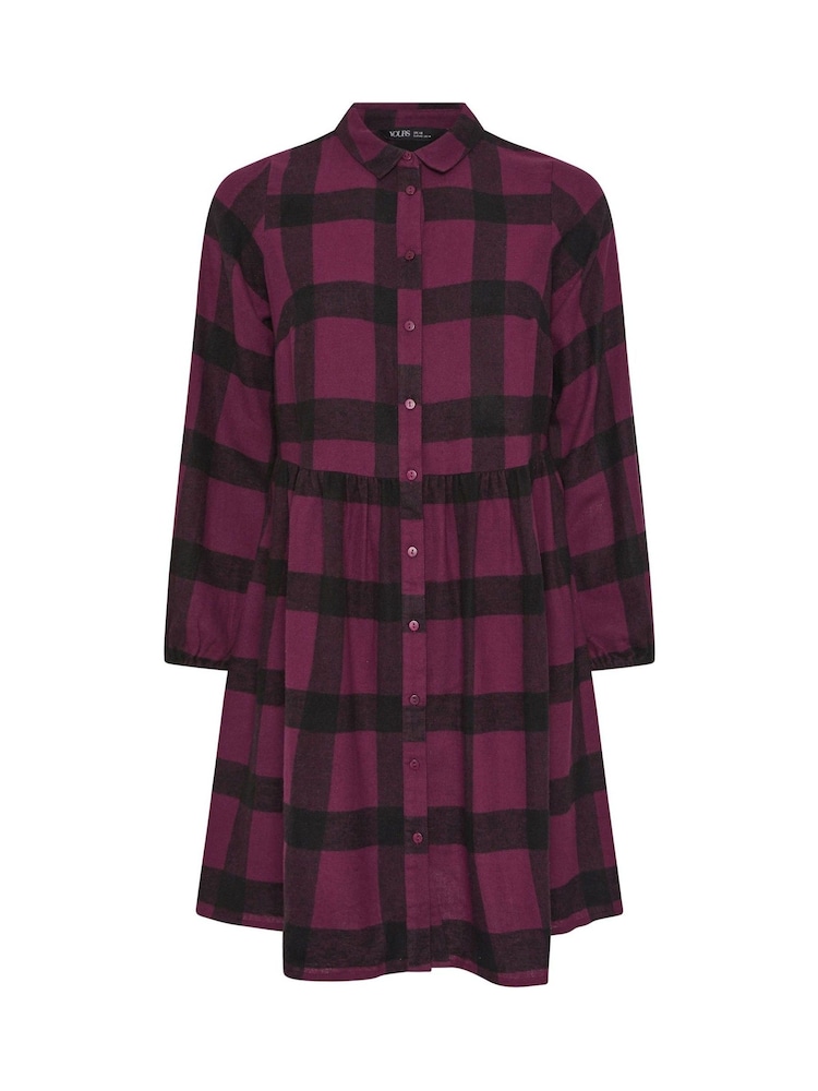 Yours Curve Red Check Shirt Dress - Image 4 of 4 Yours Curve Red Check Shirt Dress - Image 4 of 4