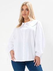 Yours Curve Statement Collar Poplin Top - Imagem 1 de 5