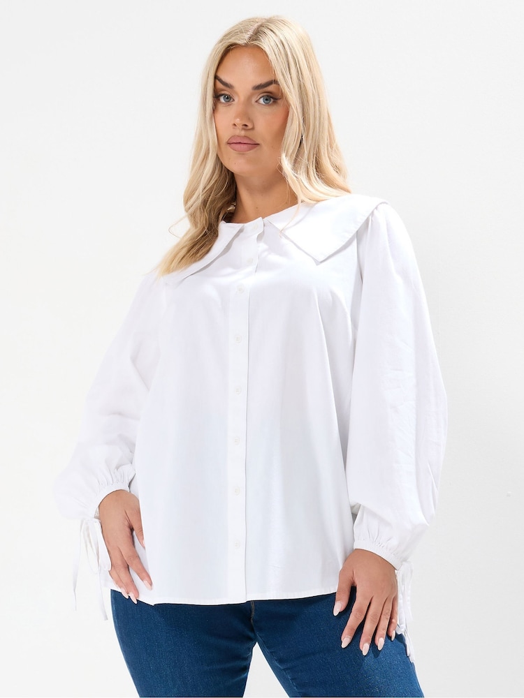 Yours Curve Statement Collar Poplin Top - Imagem 1 de 5