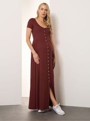 Long Tall Sally Brown Ribbed Nursing Cap Sleeve Dress - Image 1 of 5
