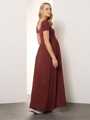 Long Tall Sally Brown Ribbed Nursing Cap Sleeve Dress - Image 3 of 5