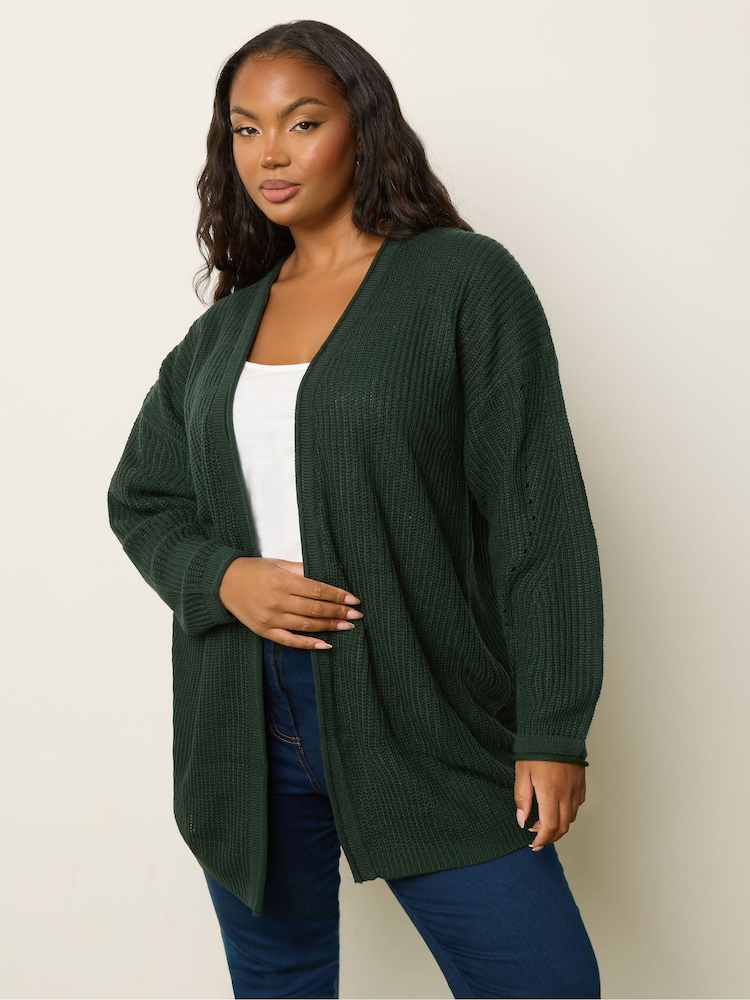 Yours Curve Green Standard Cardigan - Image 2 of 6 Yours Curve Green Standard Cardigan - Image 2 of 6