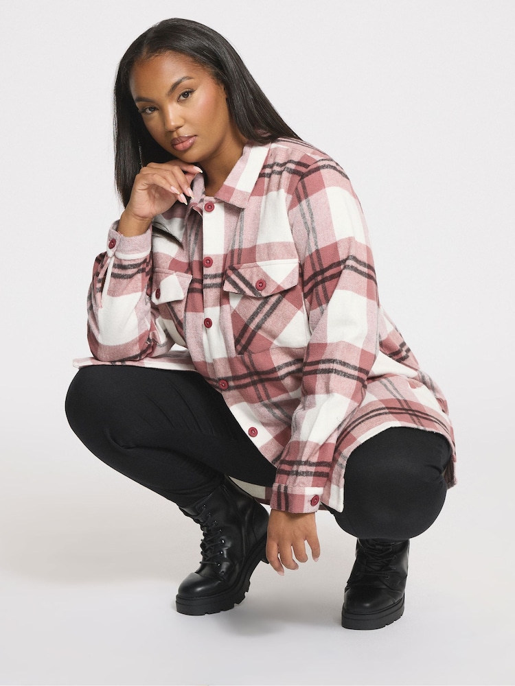 Rosa - Yours Curve Check Shacket - Imagen 1 de 6