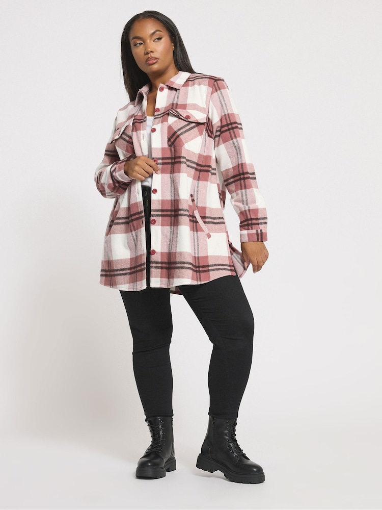 Rosa - Yours Curve Check Shacket - Imagen 2 de 6