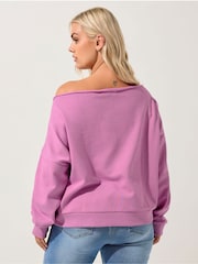 Rosa - Yours Curve Off Shoulder Crew Neck T-Shirt - Imagem 3 de 5