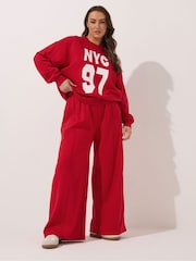 Yours Curve Red Wide Leg Joggers - Image 3 of 5