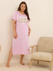 Yours Curve Pink Morning Cuddles Midaxi Nightdress - Image 1 of 5