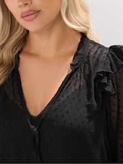Yours Curve Black Smock Dobby Dress - Image 4 of 6