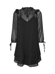 Yours Curve Black Smock Dobby Dress - Image 6 of 6