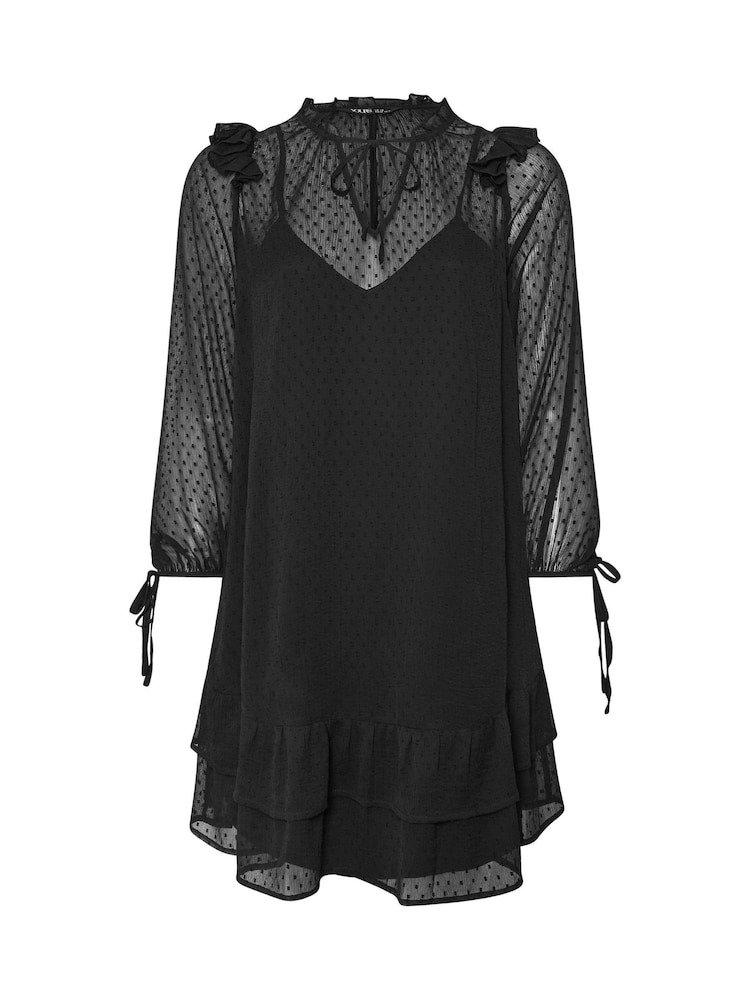 Yours Curve Black Smock Dobby Dress - Image 6 of 6