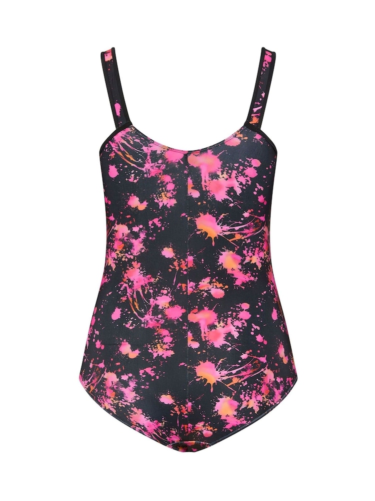 Yours Curve Pink Splash Active Swimsuit - Image 6 of 6
