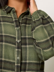 Yours Curve Green Check Shirt Dress - Image 4 of 5