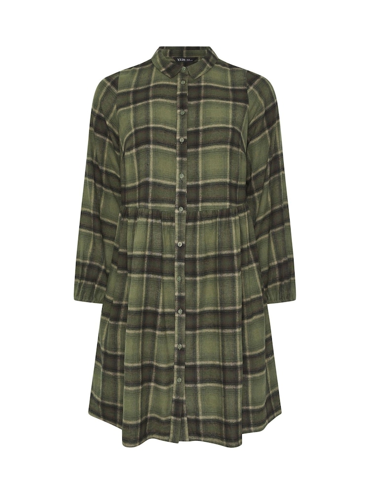 Yours Curve Green Check Shirt Dress - Image 5 of 5