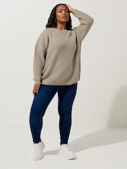 Yours Curve Natural Waffle Jumper - Image 2 of 5