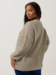 Yours Curve Natural Waffle Jumper - Image 3 of 5