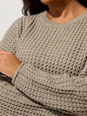 Yours Curve Natural Waffle Jumper - Image 4 of 5