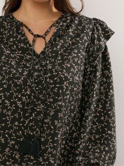 Yours Curve Black Smock Frill Top - Image 4 of 5