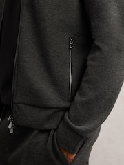 Reiss Charcoal Cortona Double-Faced Jersey Zip Sweatshirt - Image 3 of 7
