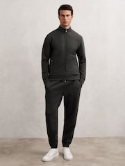 Reiss Charcoal Cortona Double-Faced Jersey Zip Sweatshirt - Image 4 of 7