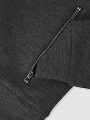 Reiss Charcoal Cortona Double-Faced Jersey Zip Sweatshirt - Image 7 of 7