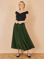 Yumi Green Mesh Heart Print Tulle Skirt - Image 1 of 4