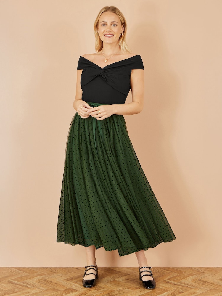Yumi Green Mesh Heart Print Tulle Skirt - Image 1 of 4