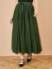 Yumi Green Mesh Heart Print Tulle Skirt - Image 4 of 4