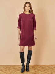 Yumi Red Cord Tunic Dress With 3/4 Sleeves And Pockets - Image 2 of 4