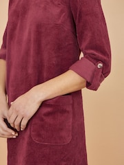 Yumi Red Cord Tunic Dress With 3/4 Sleeves And Pockets - Image 4 of 4
