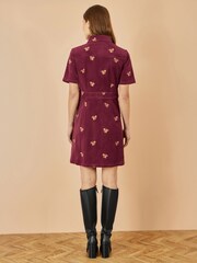 Yumi Red Cord Shirt Dress With All Over Squirrel Embroidery - Image 4 of 5