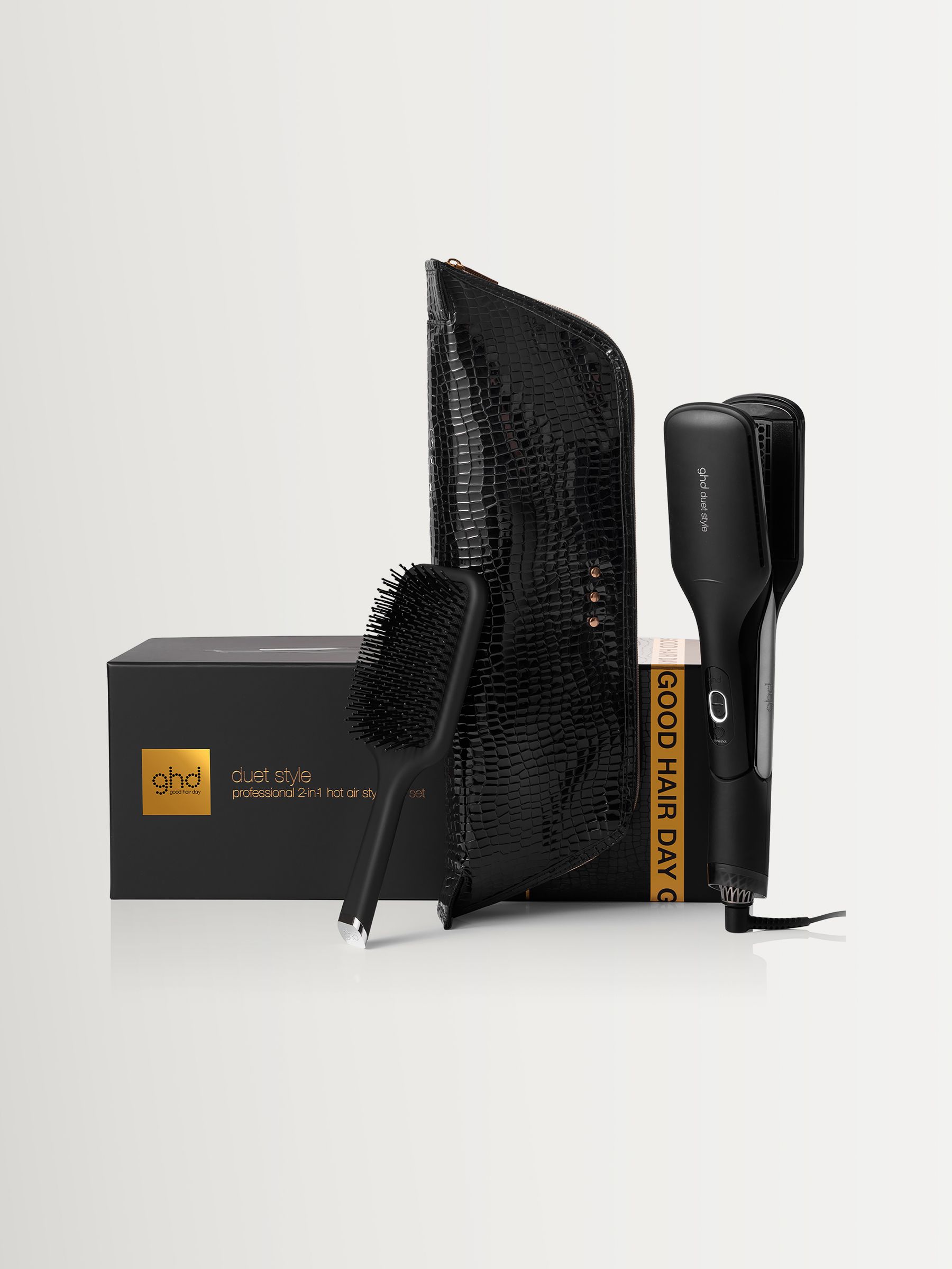 Ghd Unisex Black Duet Style Hot Air Styler Gift Set With Paddle Brush (Worth £444)