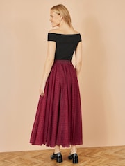 Yumi Red Mesh Heart Print Tulle Skirt - Image 1 of 3