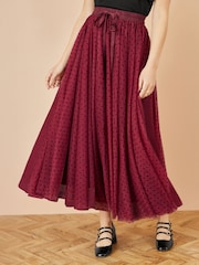 Yumi Red Mesh Heart Print Tulle Skirt - Image 3 of 3