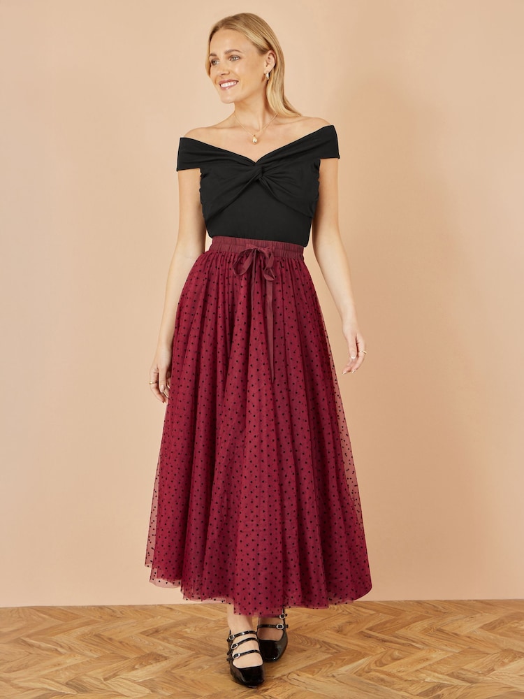 Yumi Black Jersey Cotton Bardot Top With Knot Detail - Image 2 of 4 Yumi Black Jersey Cotton Bardot Top With Knot Detail - Image 2 of 4