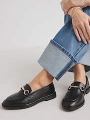JD Williams Black Extra Wide Fit Snaffle Trim Loafers - Image 1 of 4